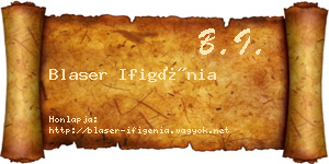 Blaser Ifigénia névjegykártya
